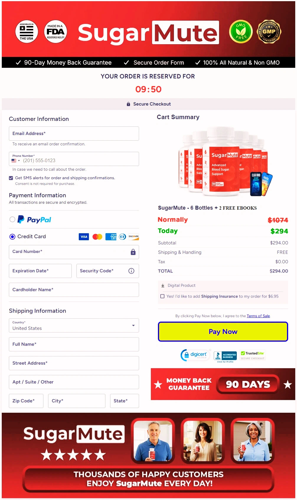 SugarMute proven blood sugar support site  Checkout page order online